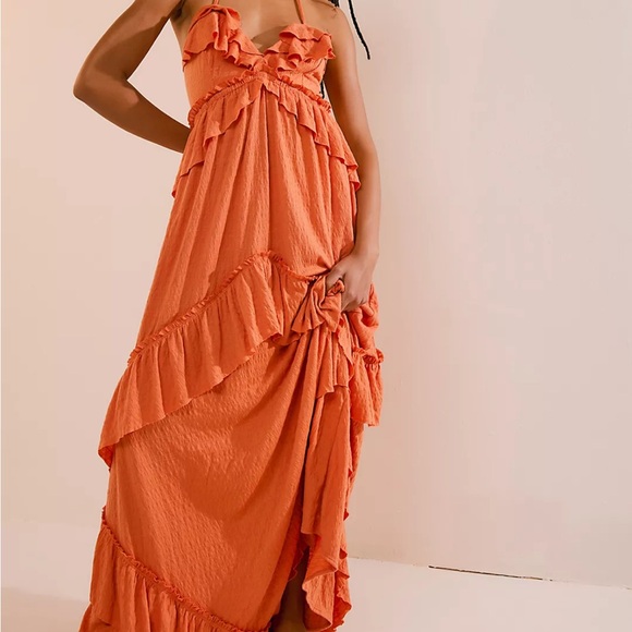 Free People Dresses & Skirts - Free People Coral Ruffle Dress